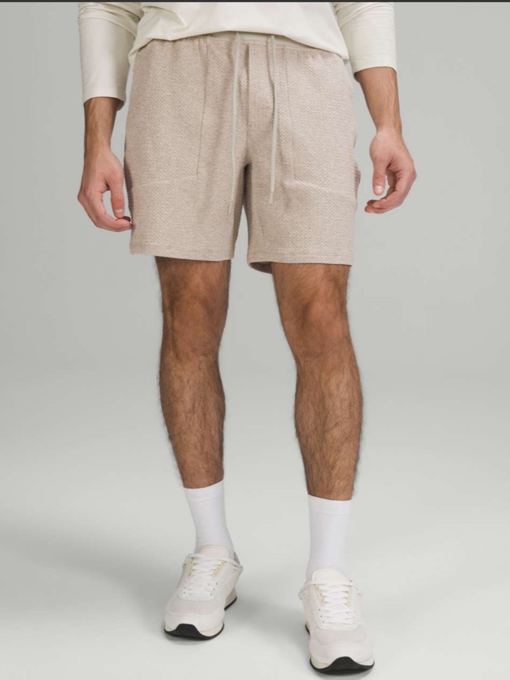 Lululemon At Ease Short 7" Heathered Raw Linen / White Medium